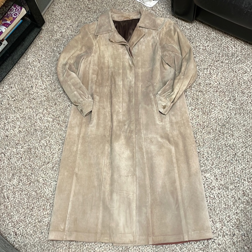 Vintage suede ankle length coat